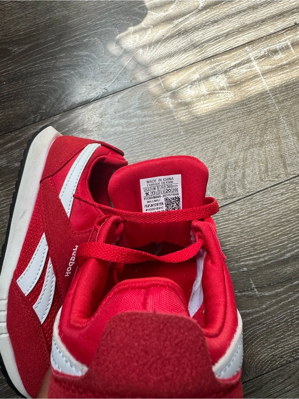 Reebok Kids Red and White Retro Sneakers